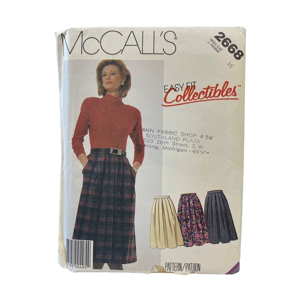 McCalls Sewing Pattern 2668 Skirt Misses Size 16 Vintage